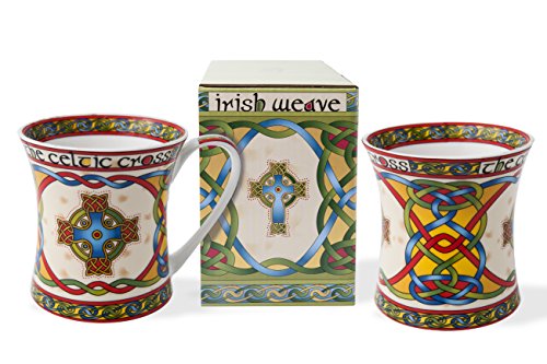 Royal Tara Irish Celtic Cross 11oz Bone China Coffee Mug Set in Gift Box