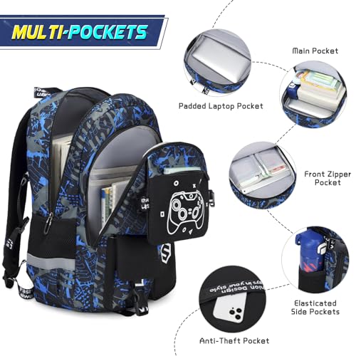 Cool Luminous Boys School Backpack Set with Lunch Bag & Pencil Case
