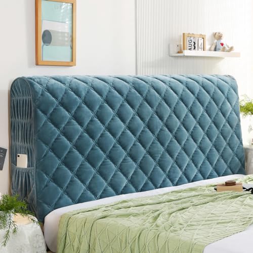 Stretch Velvet Bed Headboard Cover, Washable & Dustproof, Cal King Size