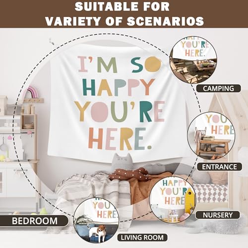 "I'm So Happy You're Here" Boho Wall Tapestry - Classroom Decor (50x60 in)