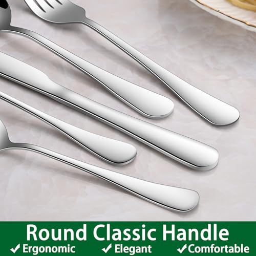 24-Piece Stainless Steel Silverware Set with Steak Knives for 4 People