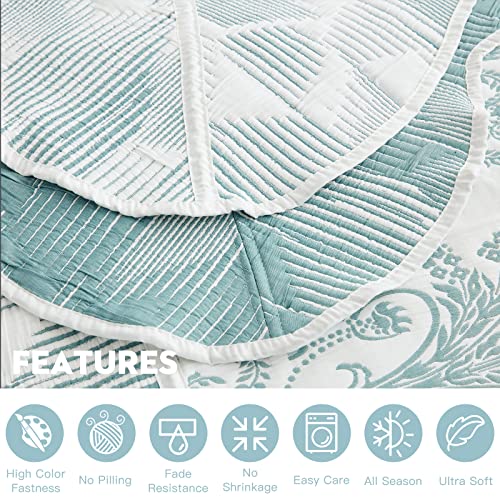 Oversized Alaskan King Bedspread Set, Soft Green Matelasse Design