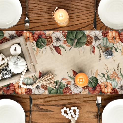 Artoid Mode 13x72 Inch Fall Table Runner Beige Polyester Home Decor