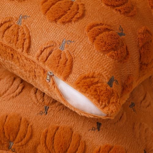 Rust Orange Pumpkin Throw Pillow Covers 18x18 - Set of 2 Fall Autumn Decor