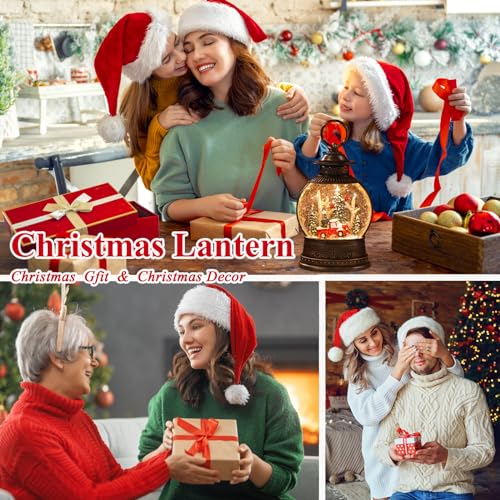 Musical Christmas Snow Globe Lantern with 8 Songs & Swirling Glitter Decor