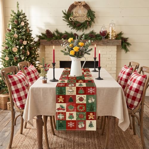 Baccessor Red Green Buffalo Plaid Christmas Table Runner 13x90 Inches Holiday Decor