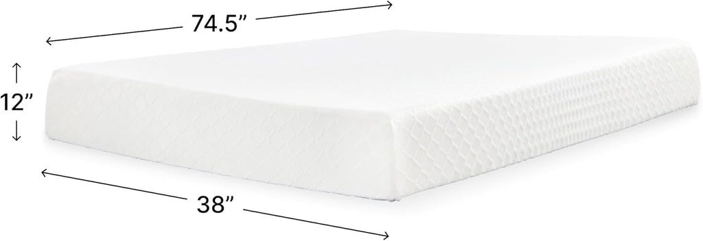 Signature Design by Ashley Twin Mattress - 12" Chime Memory Foam for Pressure Relief | Fiberglass Free