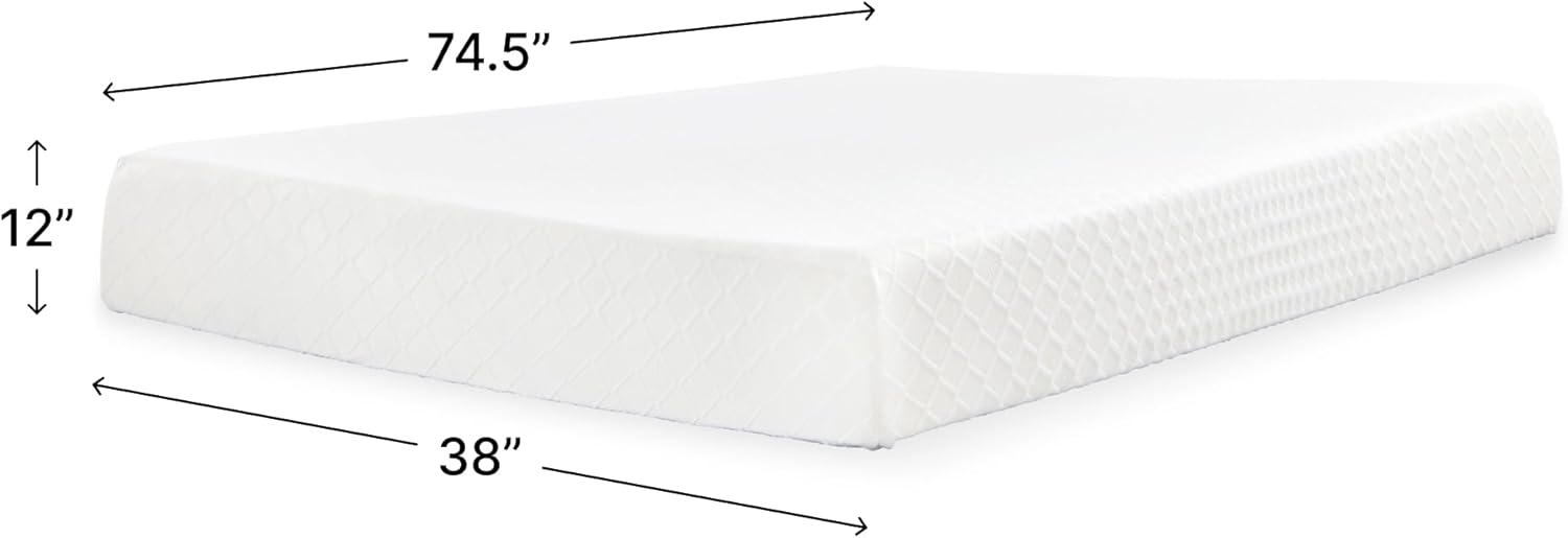 Signature Design by Ashley Twin Mattress - 12" Chime Memory Foam for Pressure Relief | Fiberglass Free