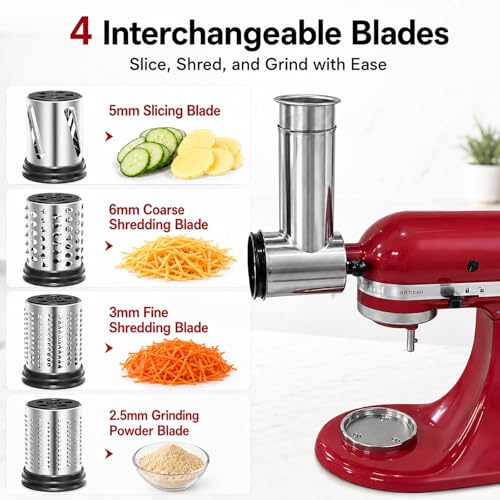Stainless Steel Slicer and Shredder Attachment for Stand Mixers