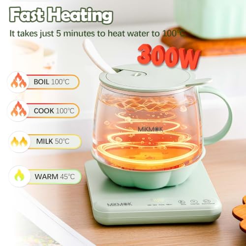 MIKMOK 400ML Electric Mug Warmer with Multi-Function Heating & Boiling