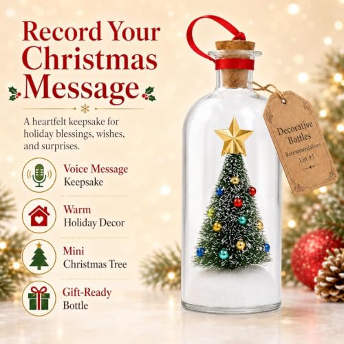 Recordable Christmas Tree in a Bottle Glass Ornaments - 3 Piece Set