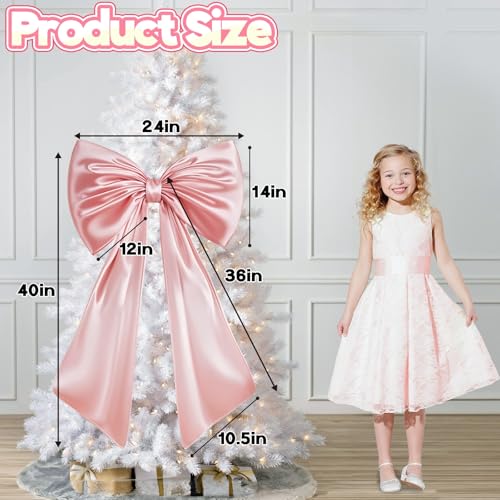 Giant Pink Satin Bow Wall Decor - 40x24 Oversized Coquette Room Decor