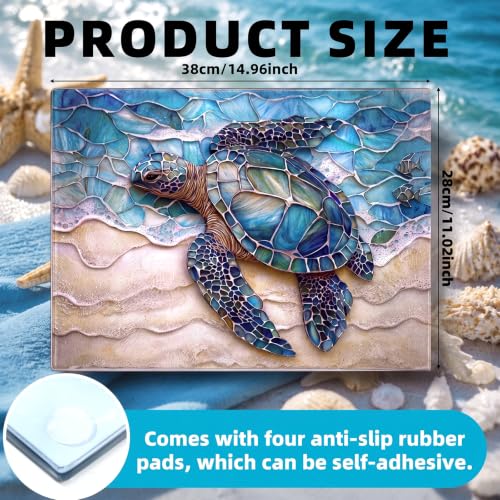 Acellegic Sea Turtle Glass Cutting Board 11x15 Inch Large Tempered Kitchen Decor
