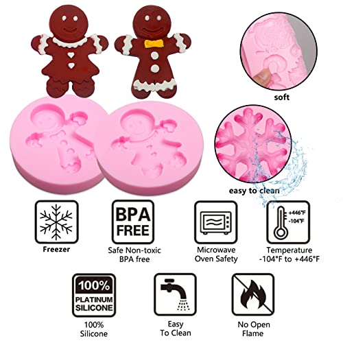 Christmas Gingerbread Man Silicone Mold - 5 Pack for Baking & Decorations