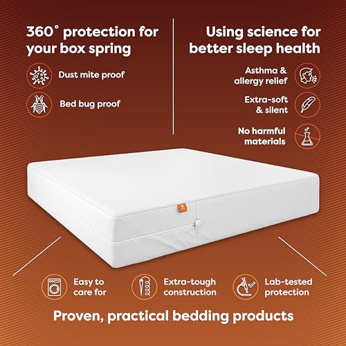 Hospitology Queen Box Spring Encasement - Zippered Bed Bug Cover