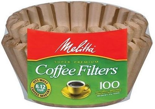 Melitta Unbleached Basket Coffee Filters - Natural Brown, 100 Count for Rich Flavor