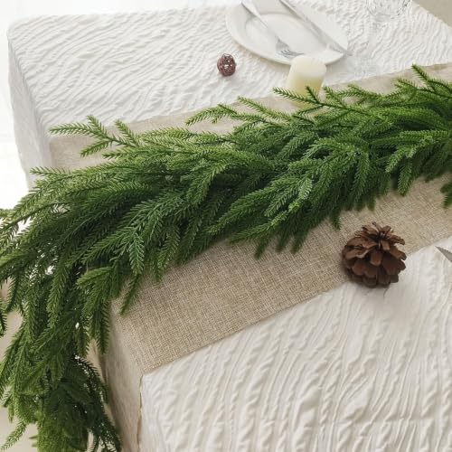 Cherica 1 Pcs 9 Ft Christmas Norfolk Pine Garland with Lights - Holiday Decor