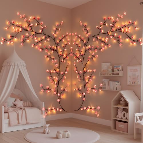 BHGNEJN 7.5 FT Pink Cherry Blossom LED Tree Lights with USB & Remote - 144 LEDs, 8 Modes, Timer