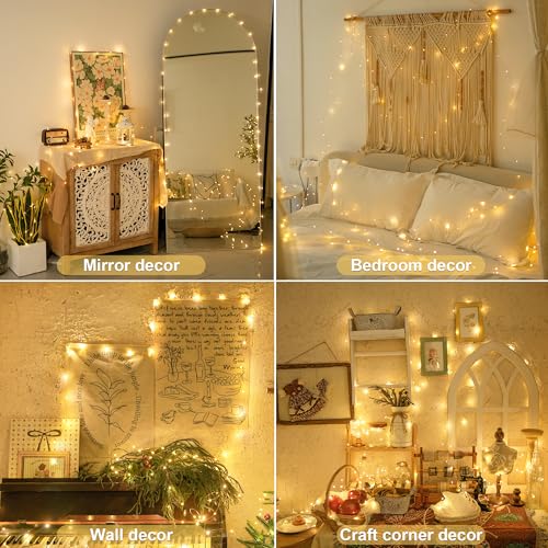 JMEXSUSS 2 Pack Battery Operated Fairy Lights, 400 LED Warm White Copper Wire Twinkle String Lights with Remote for Bedroom and Outdoor Decor