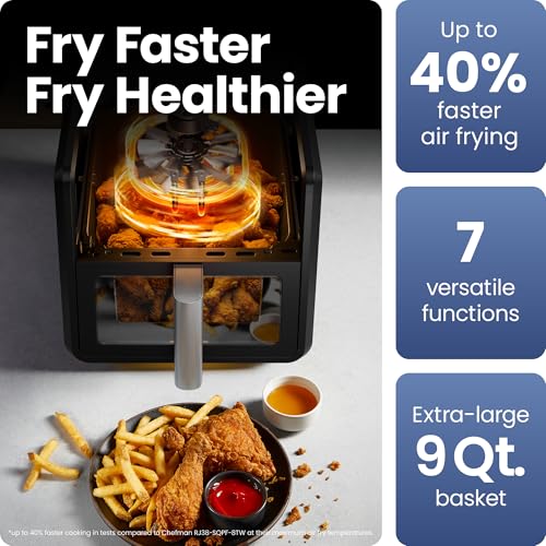 9-Quart XL Digital Air Fryer with Viewing Window & 7-in-1 Functions