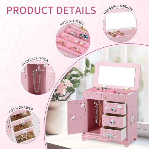 Princess Castle Jewelry Box for Girls - Pink Storage Organizer