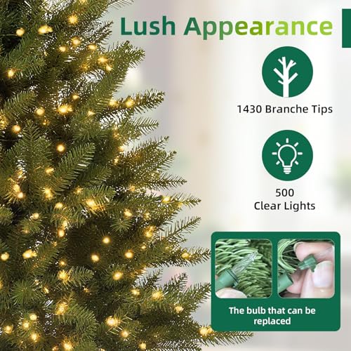 6.5ft Pre-Lit Artificial Douglas Fir Christmas Tree with 650 White Lights