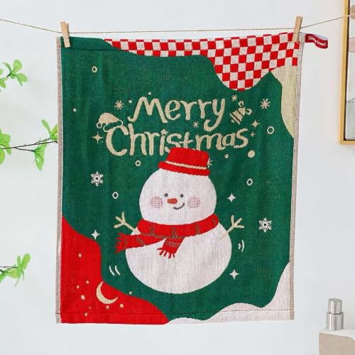 STASOPTK Christmas 4 Pack Kitchen Towels 16x15 in Red & Green - 4 Designs