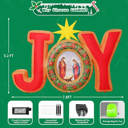 7.87FT Christmas Inflatable Nativity Scene Joy Jesus Outdoor Decor with LEDs