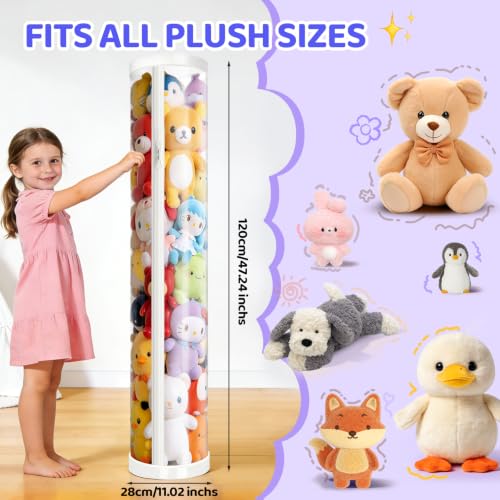 Large Stuffed Animal Storage Tube - 47-Inch Dust-Resistant Toy Organizer