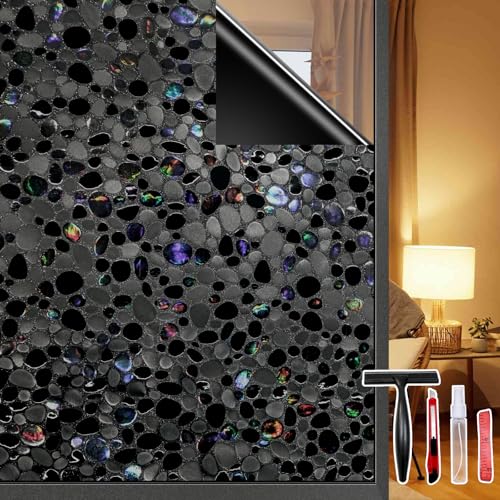 Total Blackout Window Privacy Film - 3D Pebble Pattern, 17.5'' x 78.7''