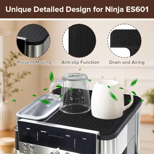 Black Silicone Top Mat for Ninja Luxe Cafe Espresso Machine ES601 ES701 - Custom Fit & Protective