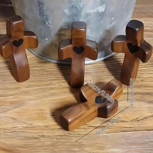 Handheld Wooden Prayer Cross - Walnut Pocket Cross for Meditation & Comfort