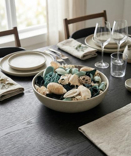 Ocean Breeze Scented Potpourri Blue Botanical Bowl Filler with Seashells