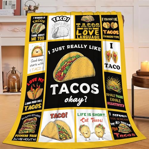 Yellow Taco Blanket 50x60 Ultra Soft Flannel Throw for Taco Lovers - Snapjet