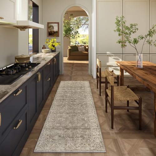 Washable Kitchen Runner Rug 2.6' x 8' Non-Slip Soft Low-Pile Floor Carpet