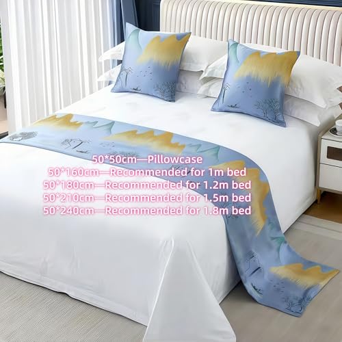 Quilted Polyester Satin Bed Runner - Soft Decorative Bed Scarf (50x210cm)