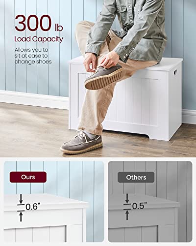 Farmhouse Storage Bench with Safety Hinges, 30-Inch Entryway Shoe Bench