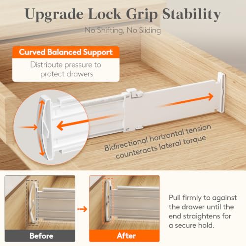 Adjustable Drawer Dividers 4 Pack, 3.2" Expandable Plastic Separators
