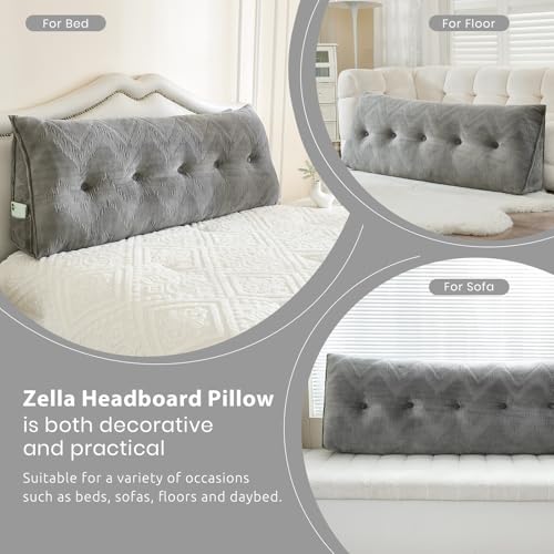 Ergonomic Queen Wedge Headboard Pillow with Removable Cover