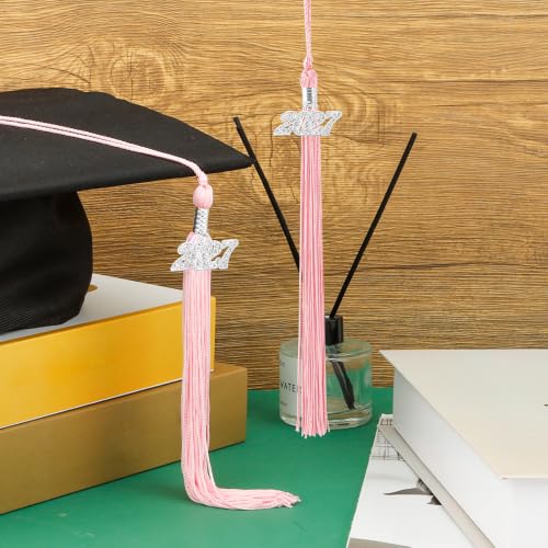 2027 Graduation Cap Tassel with Silver Year Charm - Pink
