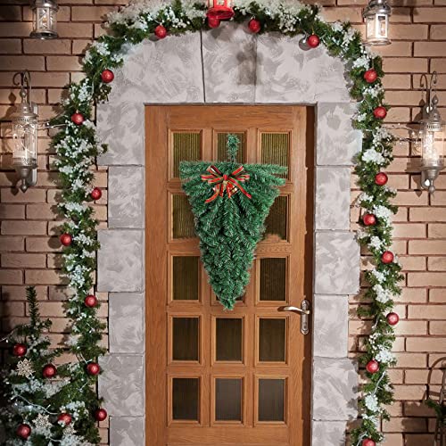18-inch Artificial Christmas Teardrop Swag, Faux Pine Needle Door Decor