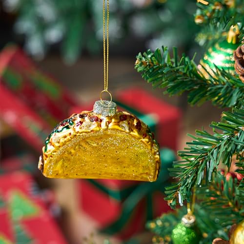 Joiedomi Christmas Taco Glass Ornament – Fun 2.25in Taco Christmas Decoration