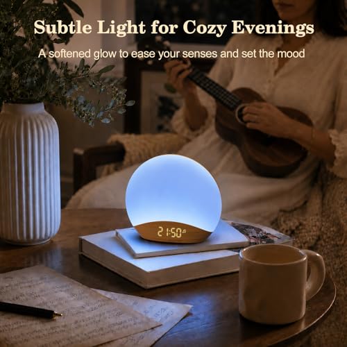Wood Grain Sunrise Alarm Clock & Sound Machine with Night Light
