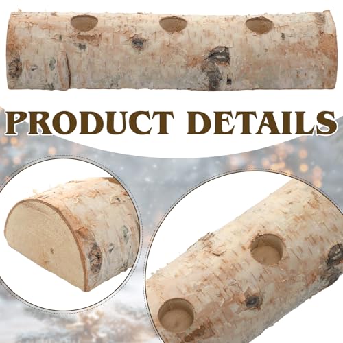 Birch Wood Taper Candle Holder Set of 3 - Rustic Holiday Table Centerpiece