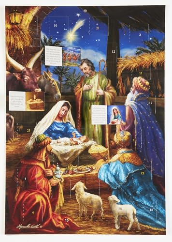 Vermont Christmas Company Advent Calendar with Bible Nativity Story - Countdown to Christmas, 8.25x11.75 inches, Glitter Highlights