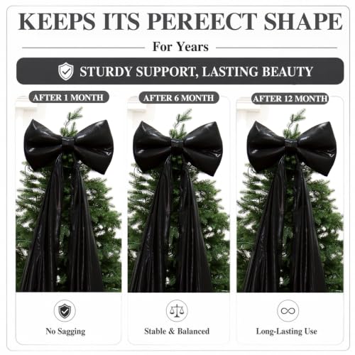 XmasExp Large Black Christmas Tree Topper Bow 16x63 Inch