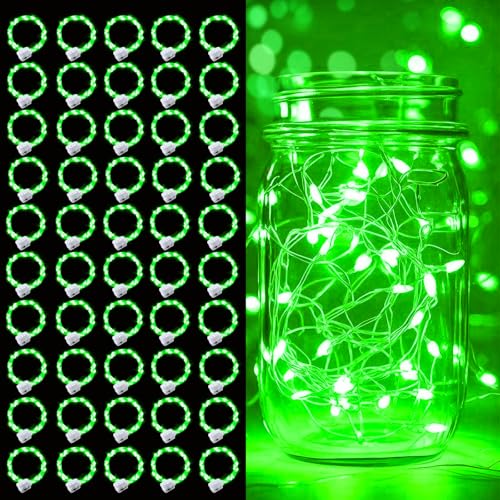 Pozzolanas Green 50 Pack 7ft Battery-Operated LED Fairy Lights - 20 LEDs each, IP65 Waterproof