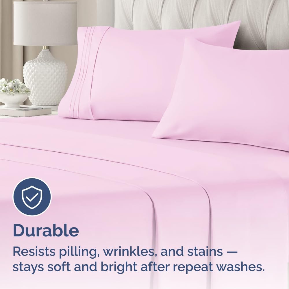Skiennix Standard Pillow Cases Set of 2 - Ultra-Soft Hotel Quality - Comfy, Wrinkle-Free & Stain Resistant - Light Pink
