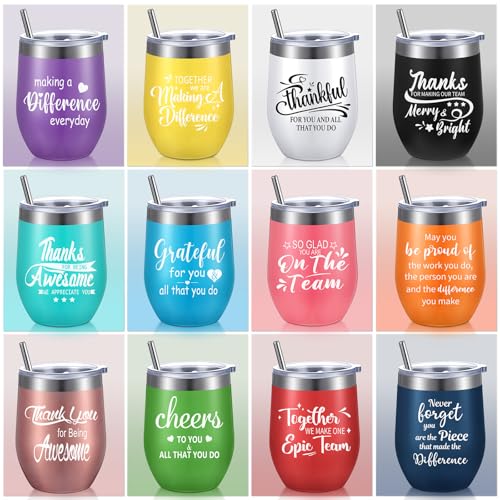 Sieral Thank You Tumblers 12 oz Stainless Steel with Lid & Straw - Cute Style, 36 Pcs