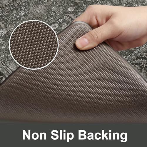 Anti-Fatigue Kitchen Mat Set, 2-Piece Cushioned Farmhouse Floor Rugs